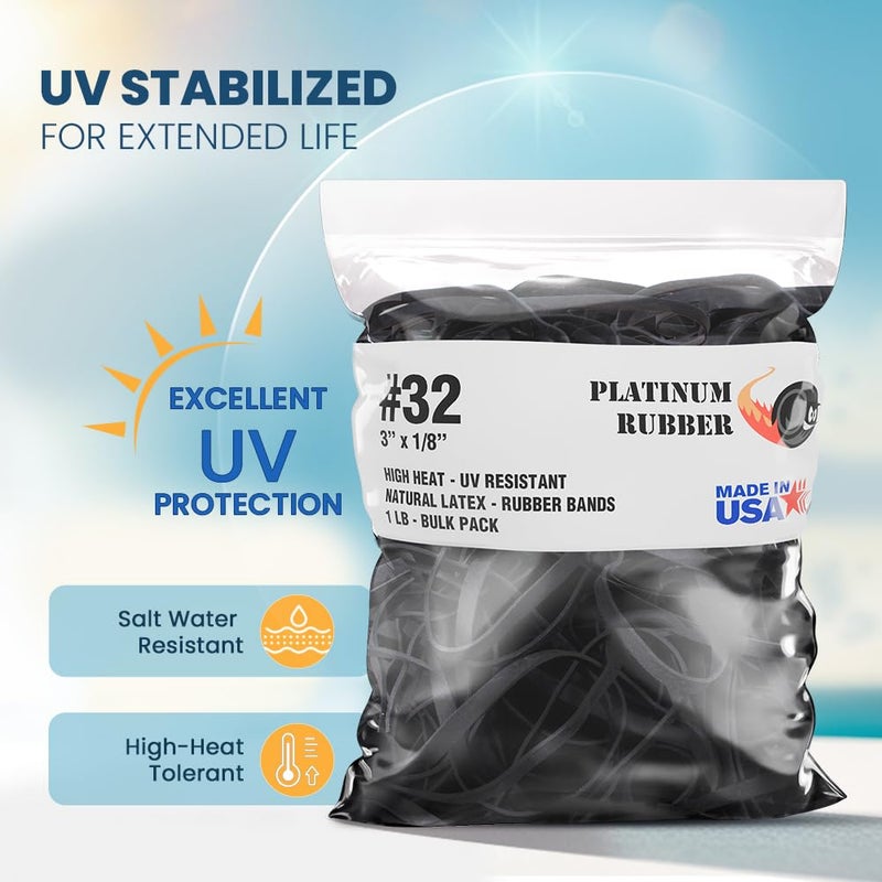 Platinum Rubber Black High Heat UV Resistant #32 Platinum Rubber Crepe Band (3" x 1/8") Premium Angler Rubberbands (32-1/4lb) - Image 3